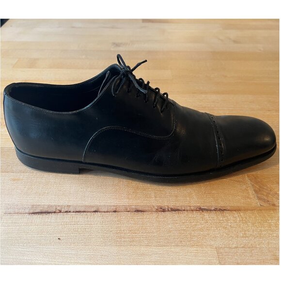 Men's GUCCI Cap Toe Black Leather Oxford - Size 9 - Picture 2 of 12